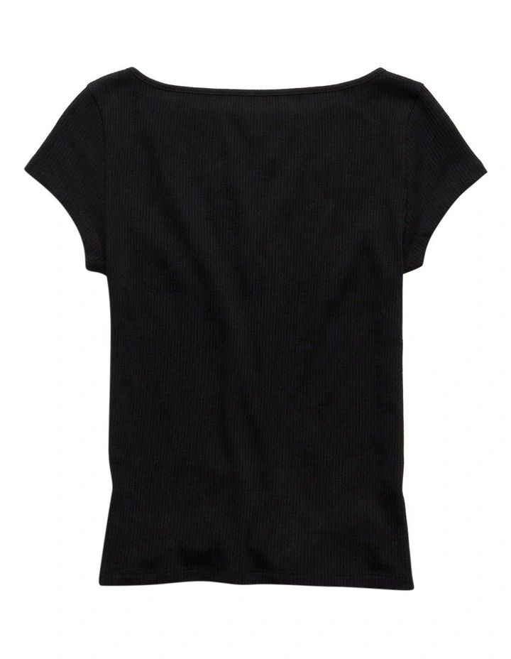 Boat Neck Baby Tee in Black image 4