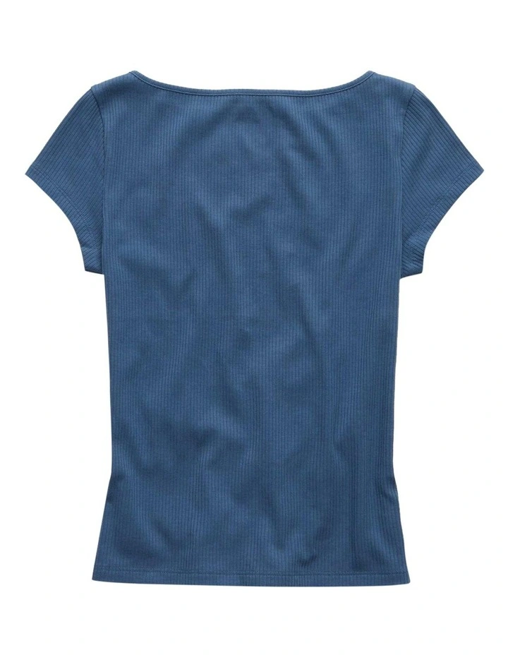 Boat Neck Baby Tee in Navy image 4