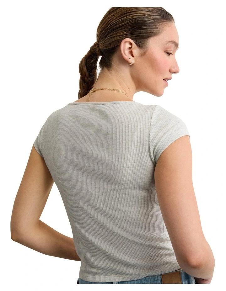 Boat Neck 1281 Tee in Heather image 2