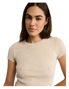 Waffle Hey Baby Tee in Oatmeal Heather