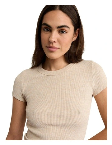 Waffle Hey Baby Tee in Oatmeal Heather