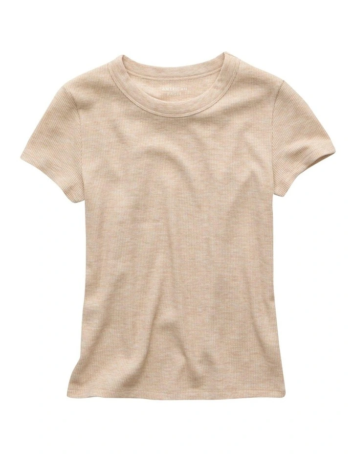 Waffle Hey Baby Tee in Oatmeal Heather image 3
