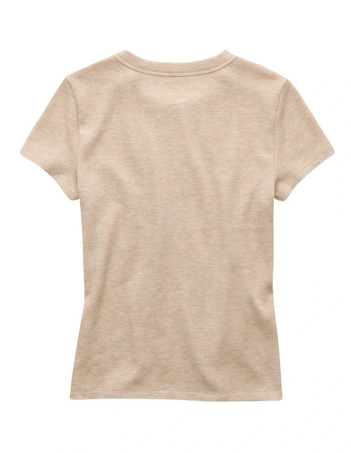Waffle Hey Baby Tee in Oatmeal Heather image 4