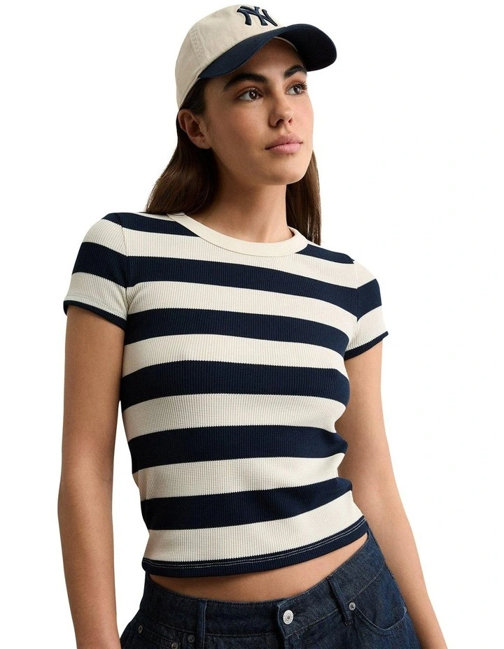 Waffle Hey Baby Tee in Rich Navy image 1