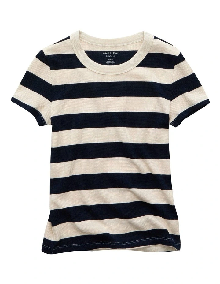Waffle Hey Baby Tee in Rich Navy image 3
