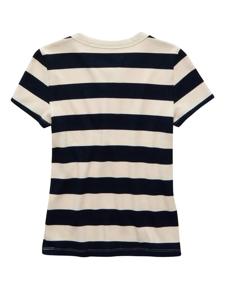 Waffle Hey Baby Tee in Rich Navy image 4