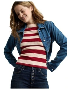 Waffle Hey Baby Tee in Campus Red