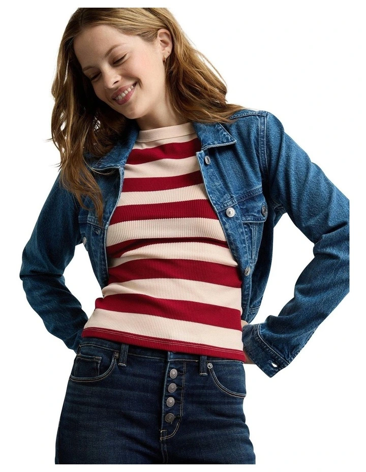 Waffle Hey Baby Tee in Campus Red image 1