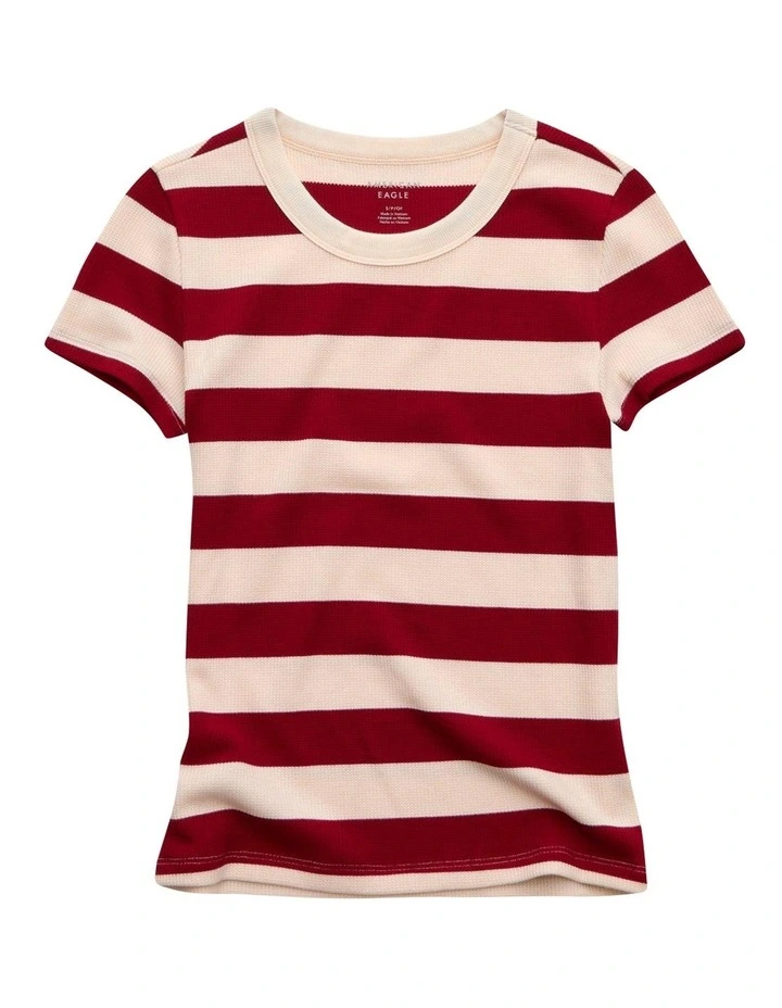 Waffle Hey Baby Tee in Campus Red image 3