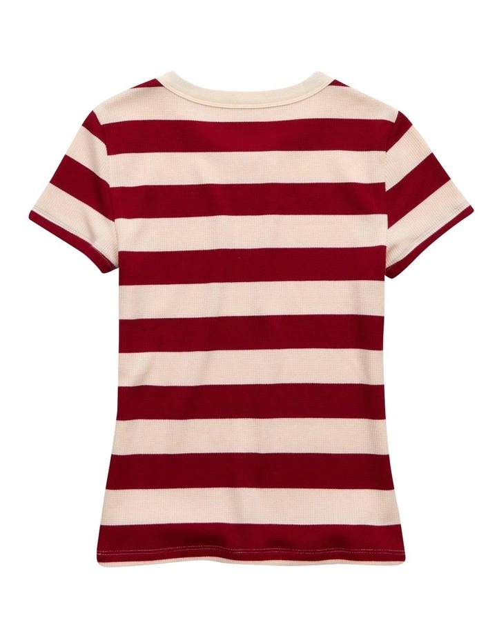 Waffle Hey Baby Tee in Campus Red image 4