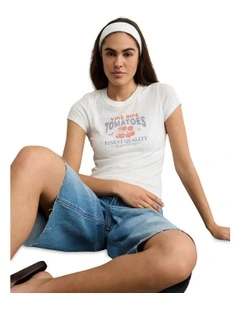 Graphic Baby Tee in White Washed