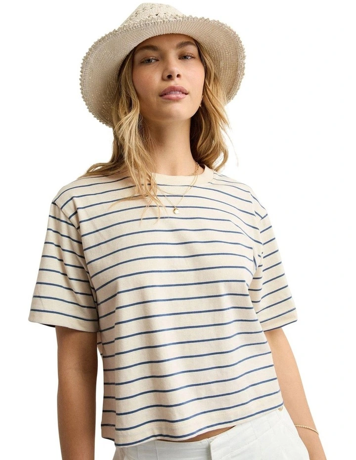 Boxy Striped T-shirt in Soft Blue image 1