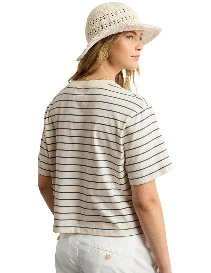 Boxy Striped T-shirt in Soft Blue image 2