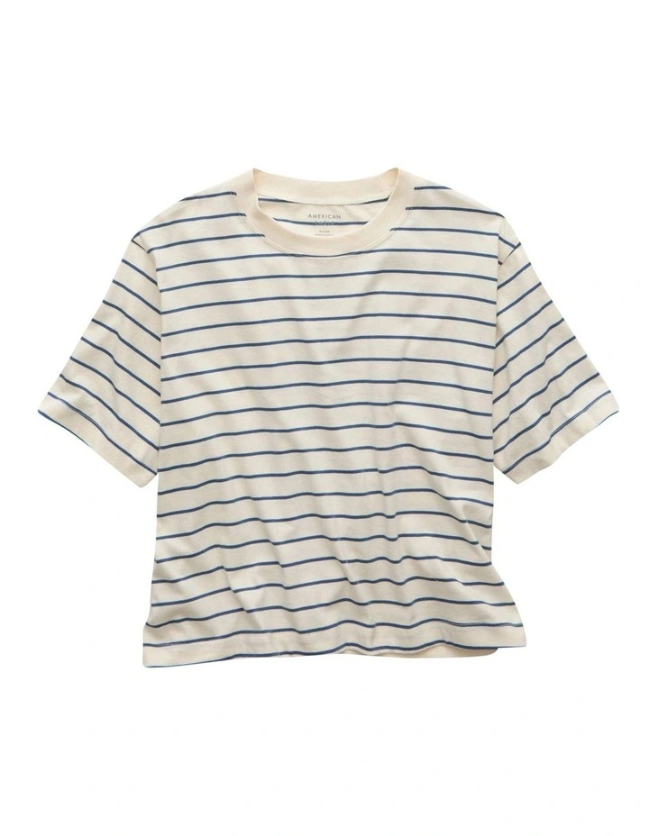 Boxy Striped T-shirt in Soft Blue image 3