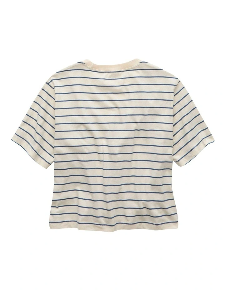 Boxy Striped T-shirt in Soft Blue image 4