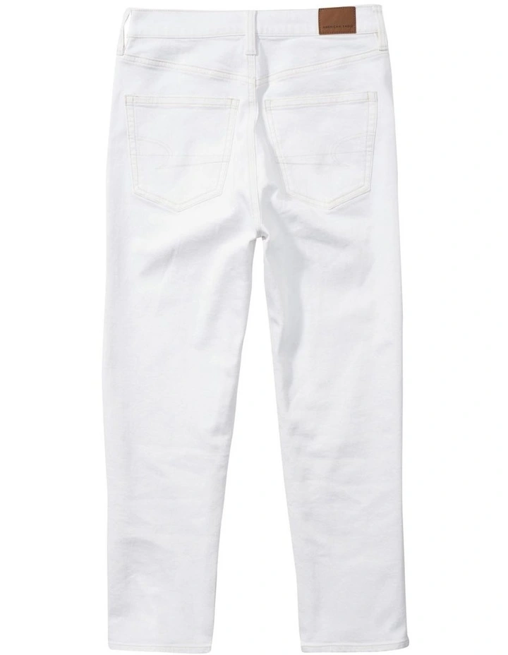 Stretch Highest Waist Cropped '90s Boyfriend Jean in White image 4