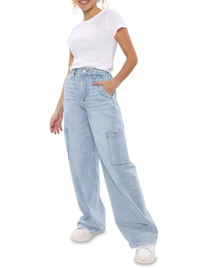 Dreamy Drape High-Waisted Baggy Wide Leg Jean in Authentic Light image 1