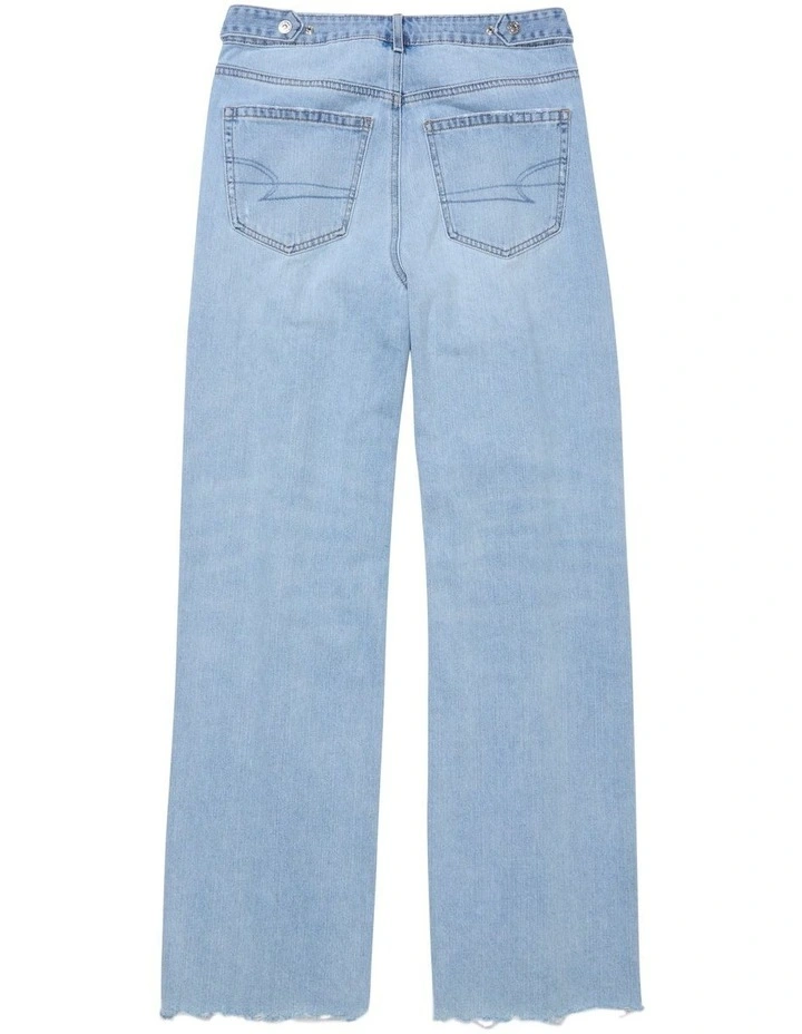 Super High-Waisted Ripped Baggy Wide-Leg Jean in Iced Light Indigo image 6