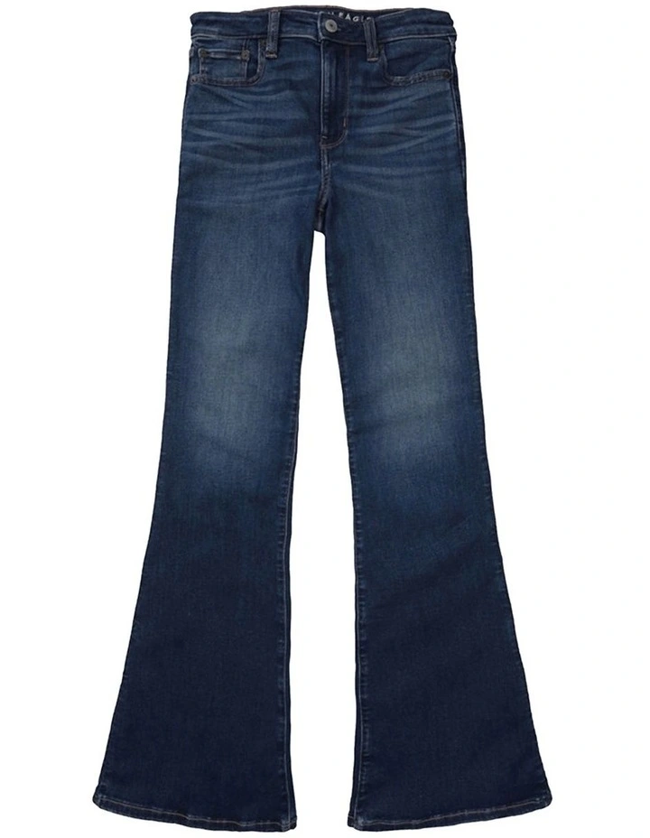Next Level Super High-Waisted Flare Jeans in Blue image 3