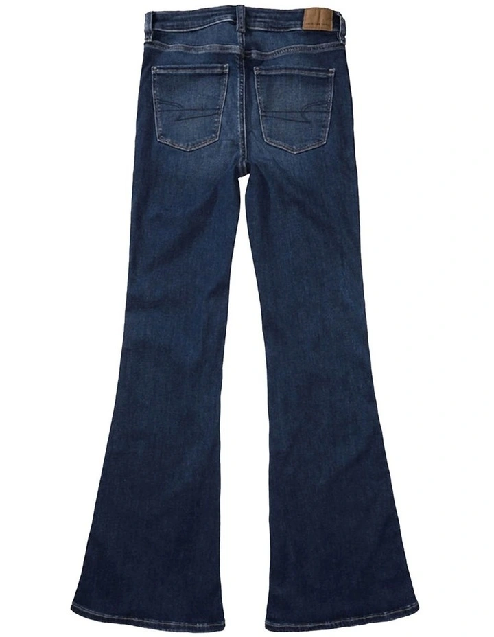 Next Level Super High-Waisted Flare Jeans in Blue image 4