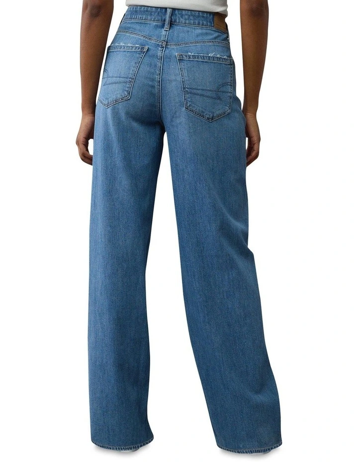 Dreamy Drape Stretch Super High-Waisted Baggy Wide-Leg Jeans in Medium Bright Indigo image 2