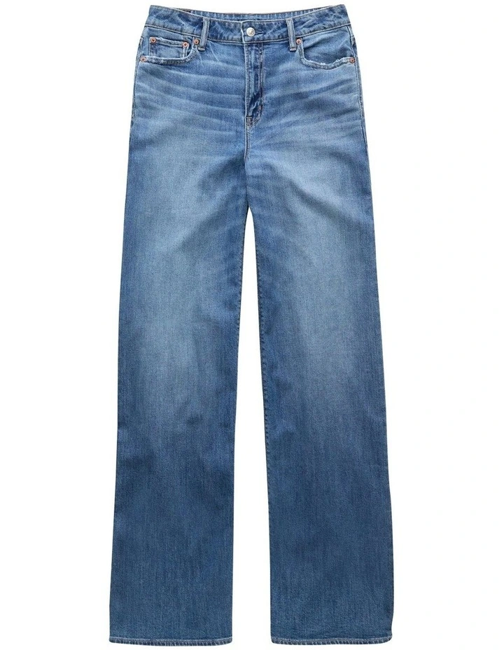Dreamy Drape Stretch Super High-Waisted Baggy Wide-Leg Jeans in Medium Bright Indigo image 3