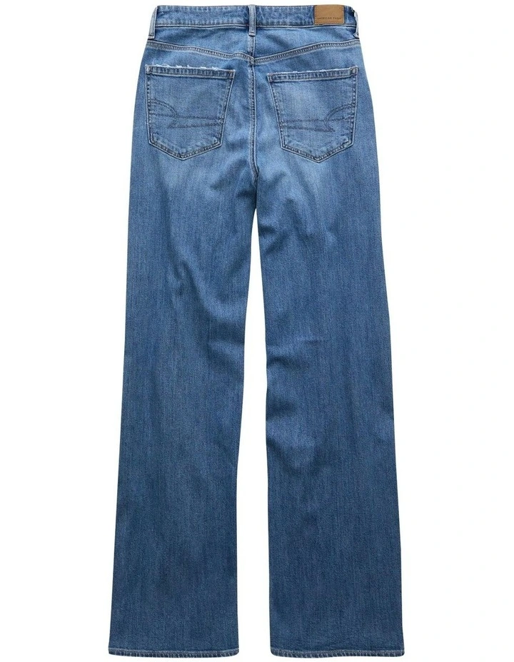 Dreamy Drape Stretch Super High-Waisted Baggy Wide-Leg Jeans in Medium Bright Indigo image 4