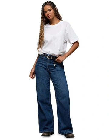 Curvy Super High Rise Wide Leg Jeans in Blue