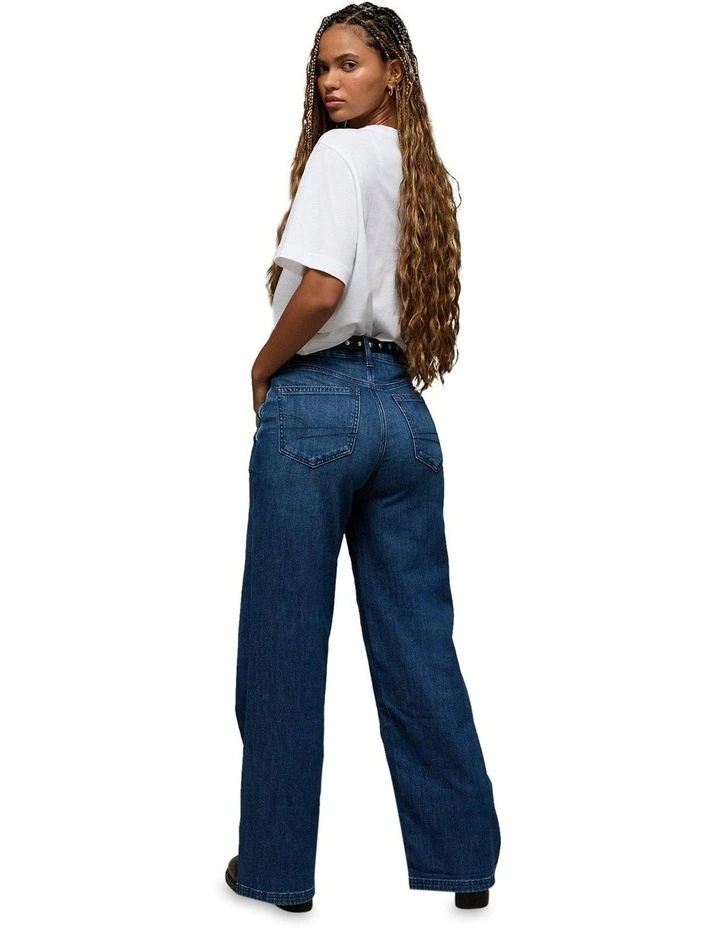 Curvy Super High Rise Wide Leg Jeans in Blue image 2