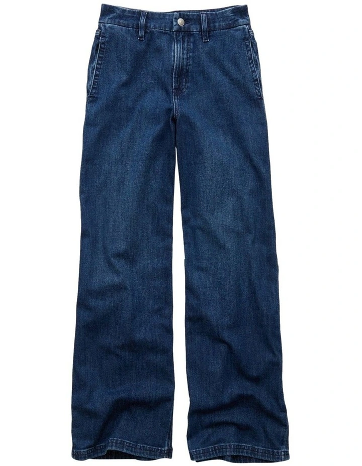 Curvy Super High Rise Wide Leg Jeans in Blue image 3