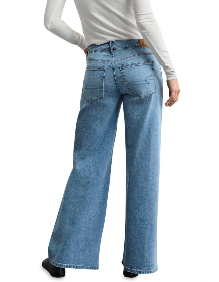 Stretch Patchwork Low-Rise Ultra Wide-Leg Jean in Shadow Patched Blues image 2