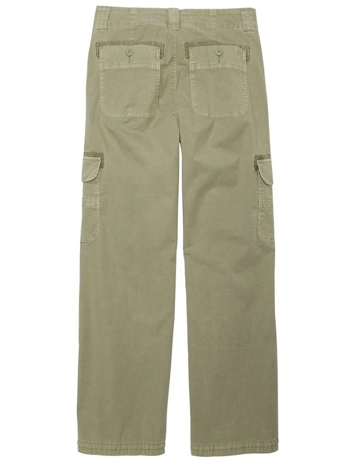Snappy Stretch High-Waisted Baggy Cargo Jogger in Olive image 4