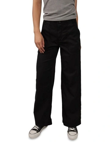 High-Waisted Baggy Wide-Leg Convertible Pant in Black