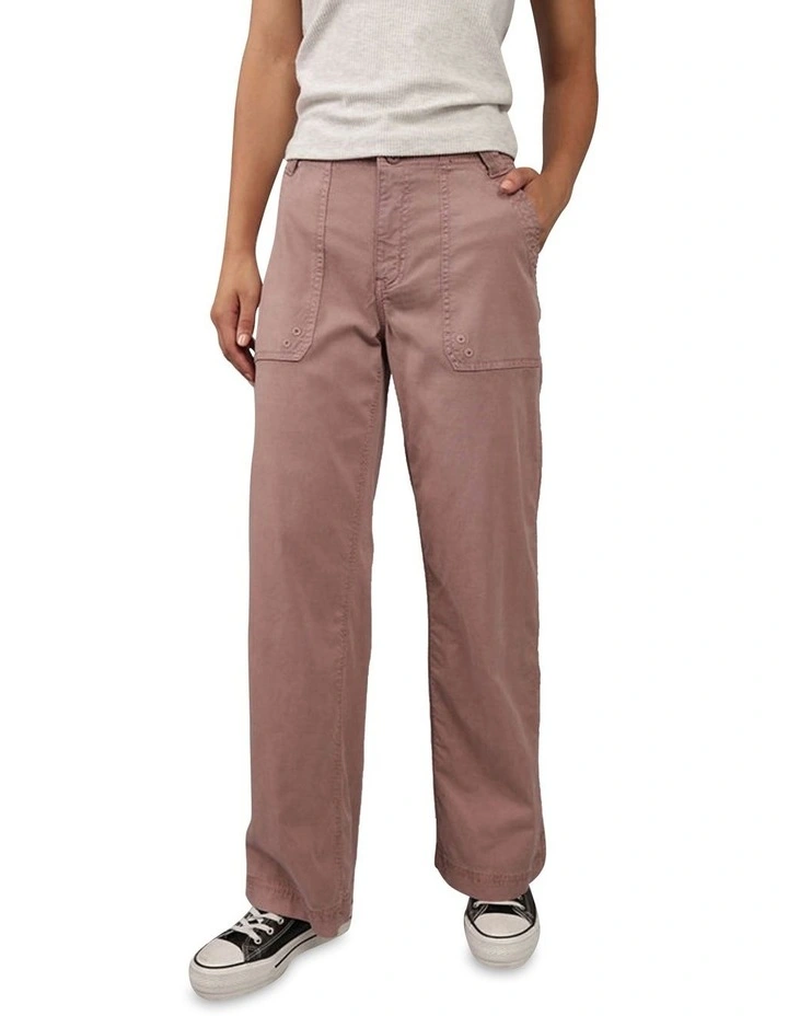 Dreamy Drape High-Waisted Baggy Wide-Leg Convertible Pant in Mauve image 1