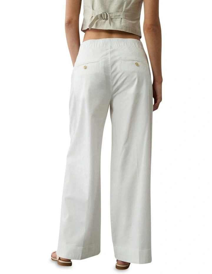 High-Waisted Poplin Pull-On Pant in White image 2