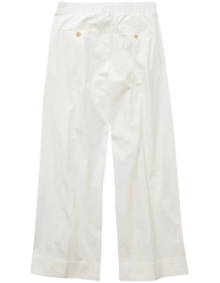 High-Waisted Poplin Pull-On Pant in White image 4