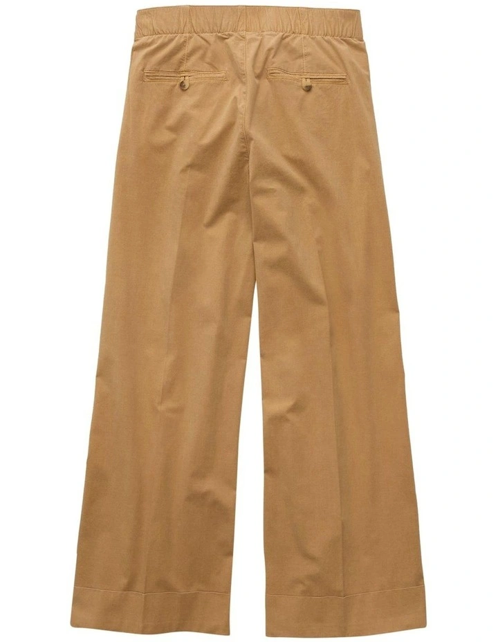High-Waisted Poplin Pull-On Pant in Camel image 4