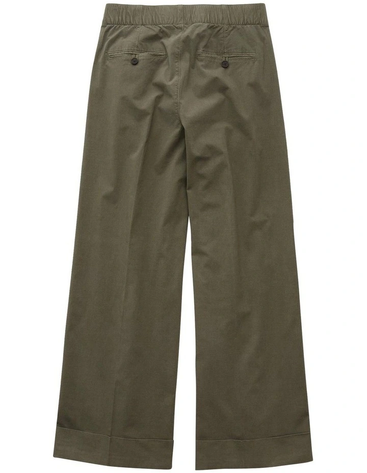 High-Waisted Poplin Pull-On Pant in Olive Moss image 4