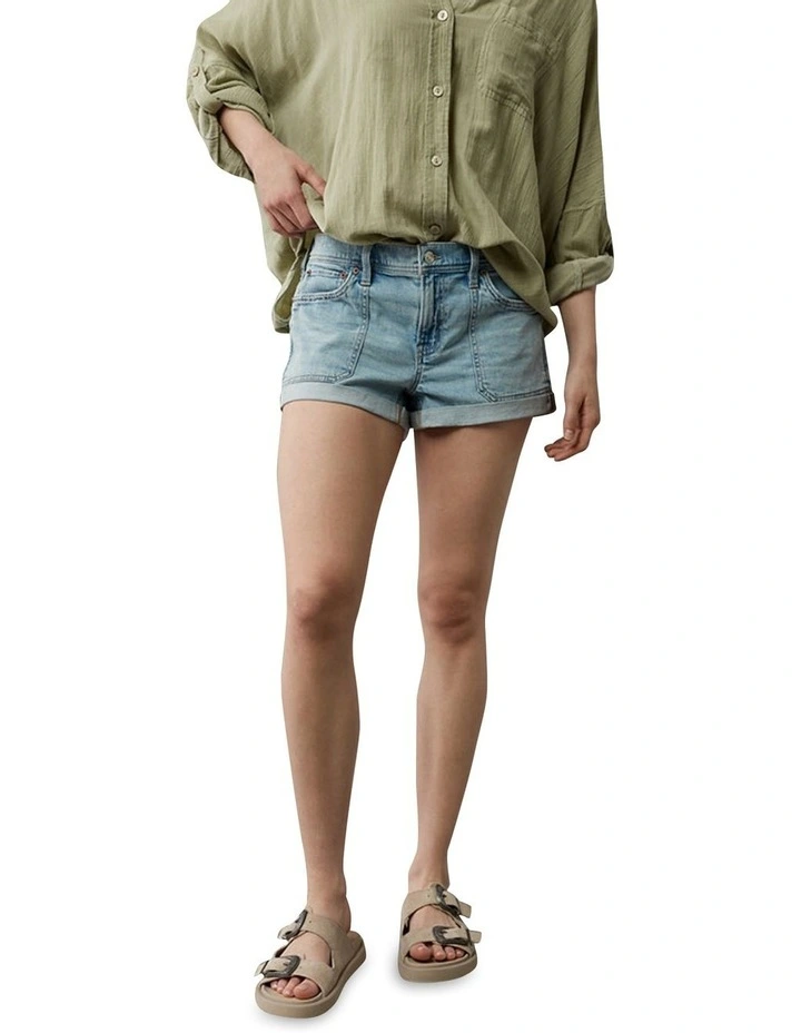 Dreamy Drape Stretch Denim Easy Shortie in Blue image 1
