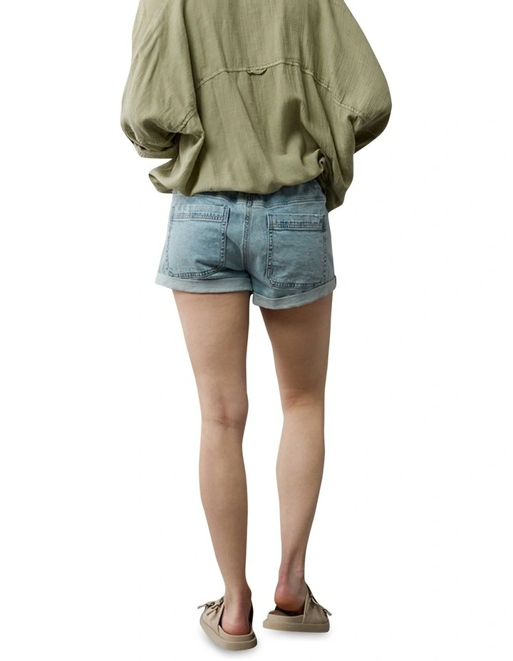 Dreamy Drape Stretch Denim Easy Shortie in Blue image 2