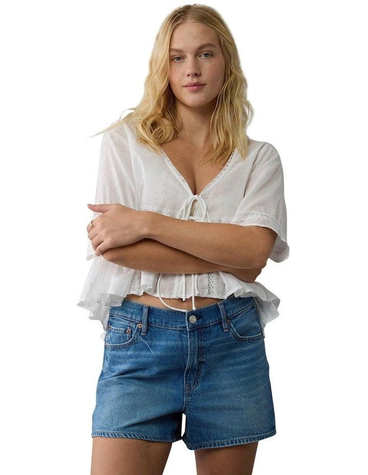 Strigid Super High-Waisted Relaxed Denim Short in Indigo image 1