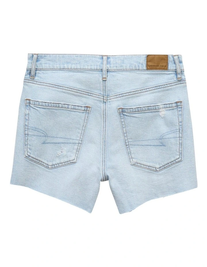 Strigid Ripped Super High-Waisted Relaxed Denim Short in Indigo image 4