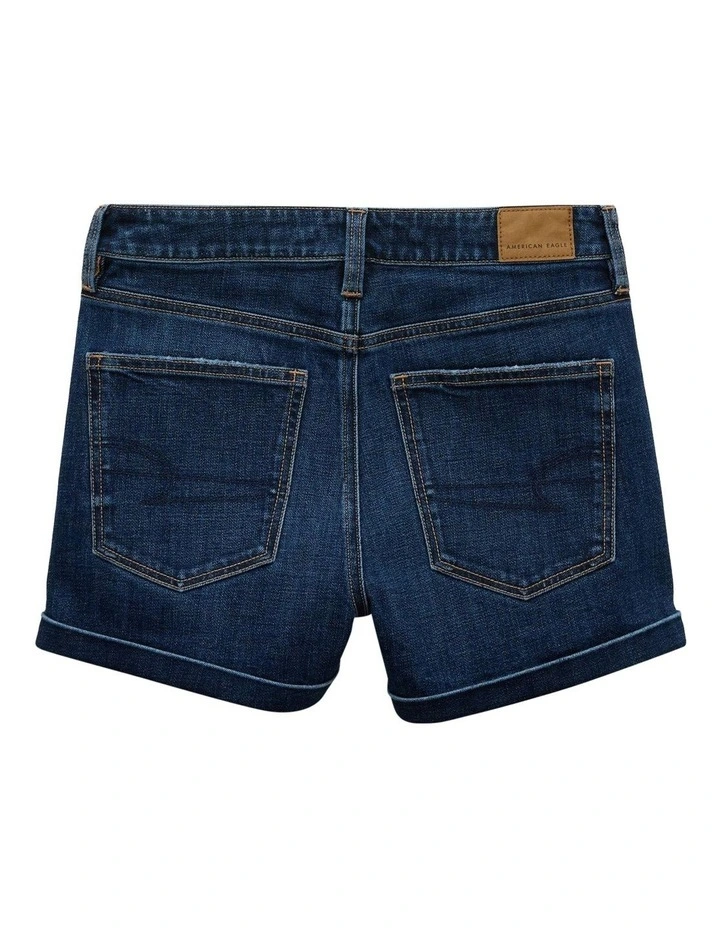 Stretch Denim Mom Short in Blue image 4