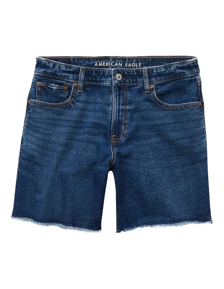 8 Dreamy Drape Stretch Low-Rise Baggy Jort Shorts in Dark Vintage Wash Blue image 3