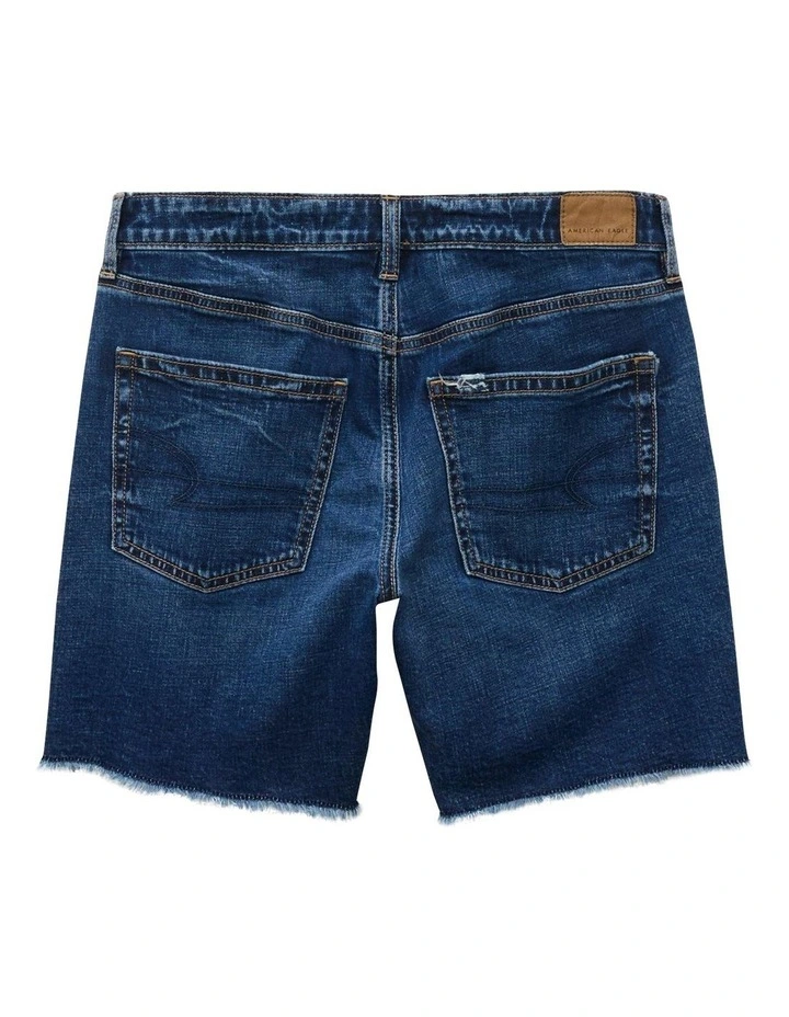 8 Dreamy Drape Stretch Low-Rise Baggy Jort Shorts in Dark Vintage Wash Blue image 4