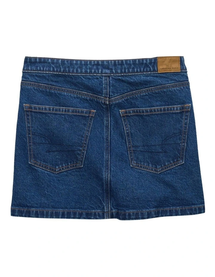 Stretch Crossover Denim Mini Skirt in Blue image 4