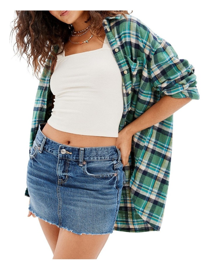 Low-Rise Denim Mini Skirt in Blue image 1