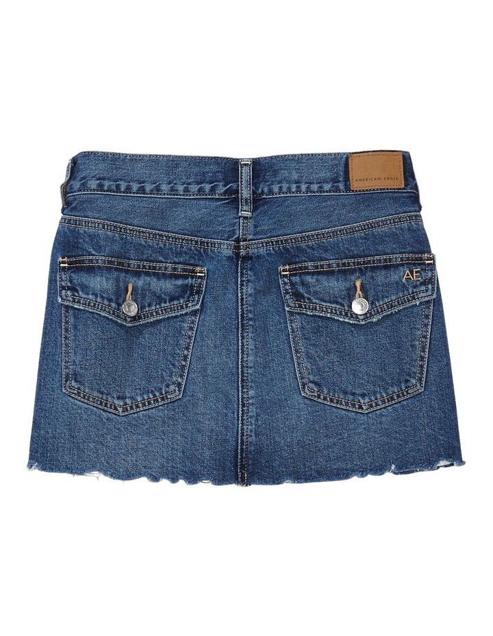 Low-Rise Denim Mini Skirt in Blue image 5