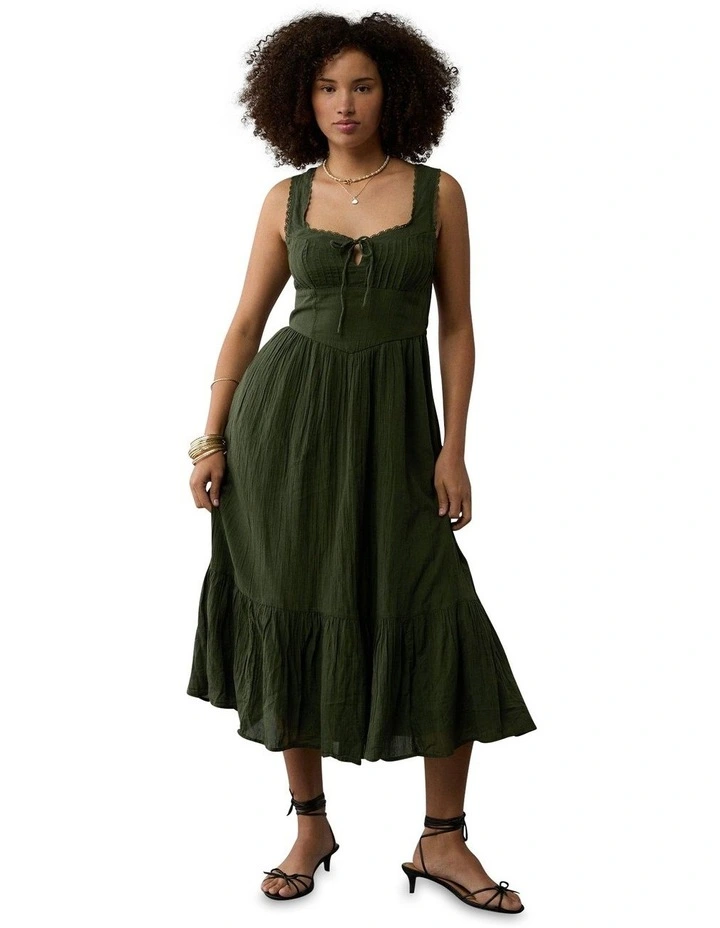 Chloe Corset Midi Dress in Green image 1