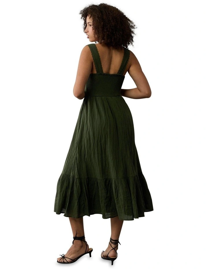 Chloe Corset Midi Dress in Green image 2